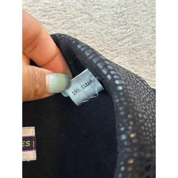 Vintage Amanda Smith Petites Women’s 8P Black Blazer Jacket Snake Skin Trim - Picture 8 of 8